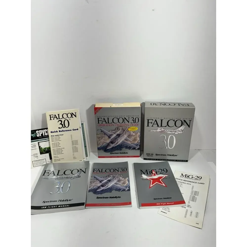 Lot Of Falcon 3.0 Complete Dos‎ SPECTRUM HOLOBYTE IBM Disks Manuals Mig29 Game